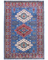 4x6 Feet Blue Shirvan Afghan Hand Knotted Geometric Wool Area Rug